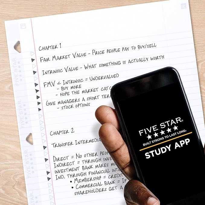 Five Star Loose Leaf Paper + Study App, Notebook Paper, College Ruled Filler Paper, Reinforced, Fights Ink Bleed, 8.5 x 11, 80 Sheets (170102),White (Pack of 2)