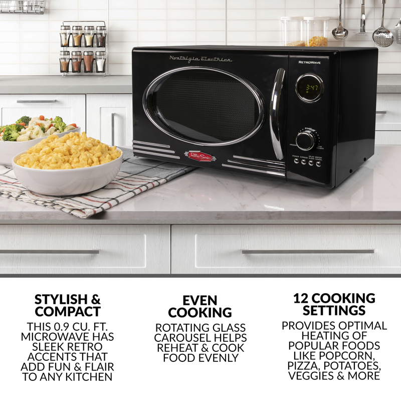 Nostalgia Retro 19" 0.9 cu ft. 800-Watt Countertop Microwave Oven in 6 colors