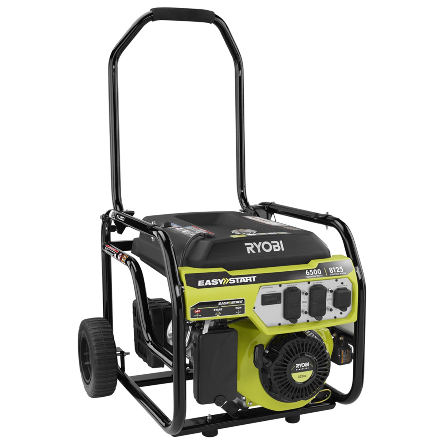 RYOBI 6,500-Watt Gasoline Powered Portable Generator with CO Shutdown Sensor Item No.RY906500VNM